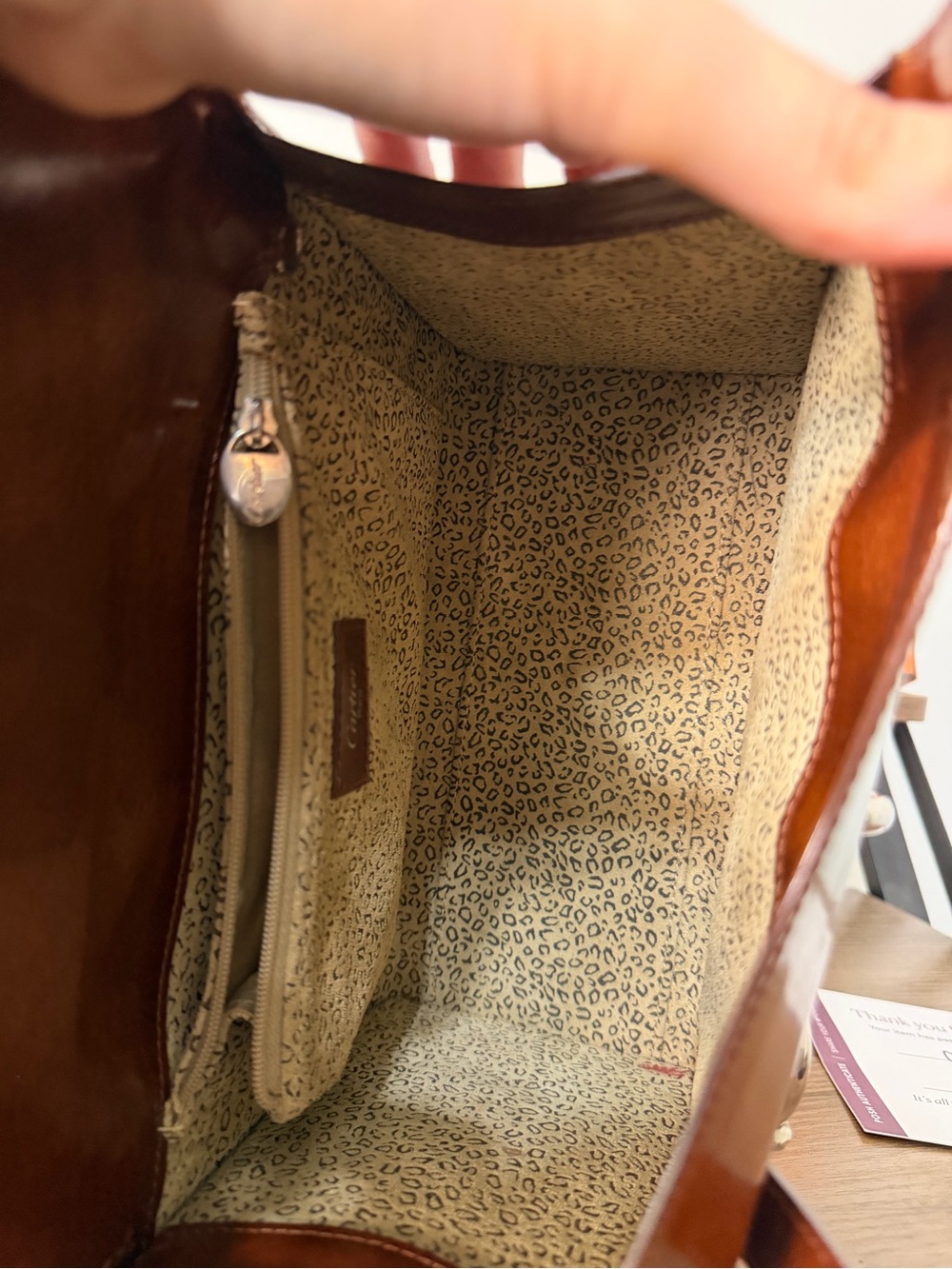 AUTHENTIC - Vintage Cartier Panthère Brown Leather Handbag - Picture 16 of 17